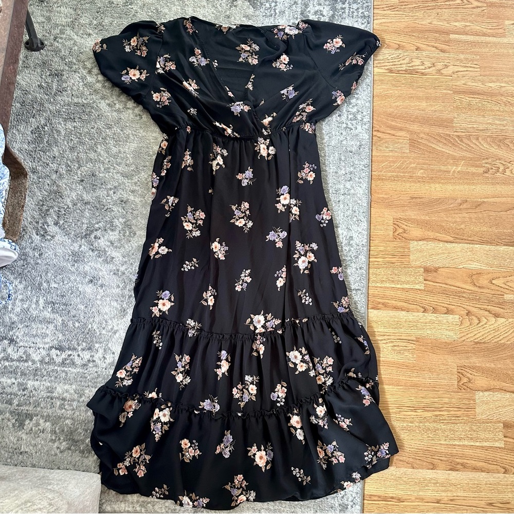 Inspired Hearts Floral Black Dress